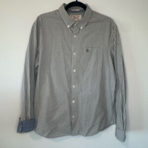 Original Penguin Heritage Slim Fit Button Down Shirt Mens Large Gray Gingham